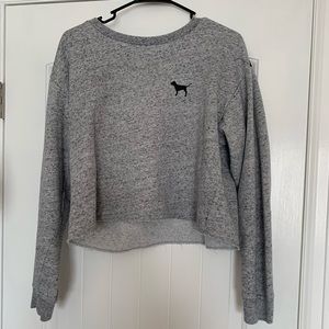 Grey, cropped Pink crew neck, size small